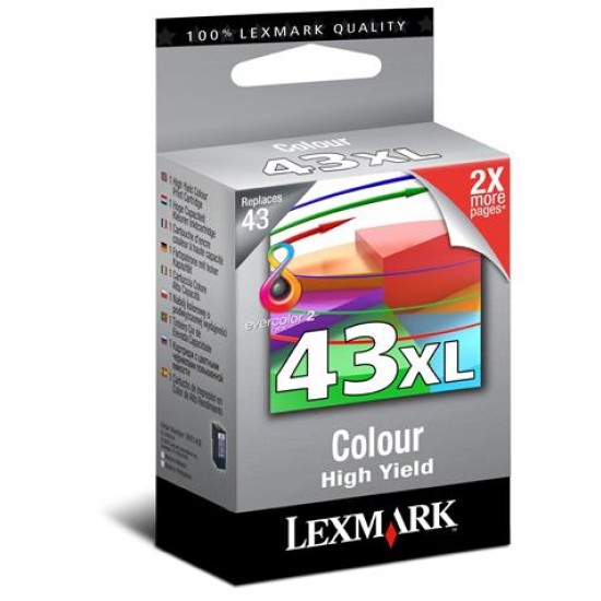 Lexmark 18YX143E - 43XL Numaralı Yüksek Kapasiteli 3 Renkli Kartuş